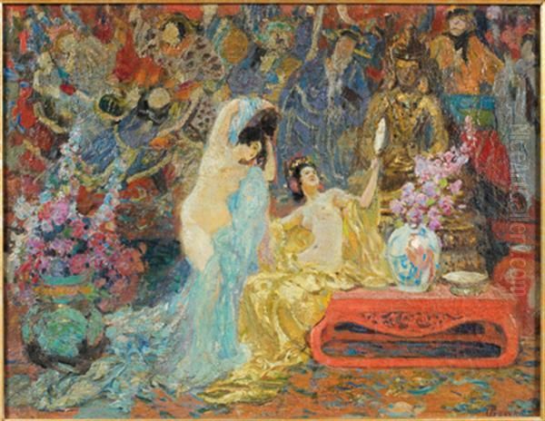 Jeunes Femmes A Leur Toilette Dans Un Interieurextreme-oriental Oil Painting by Paul Jean Gervais