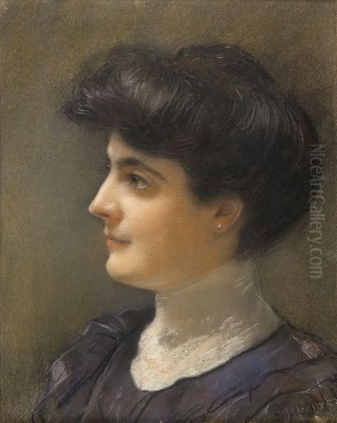 Portrait De Femme De Profil Oil Painting by Henri Gervex