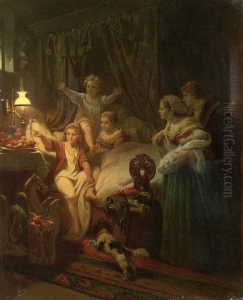 Waking The Children On The Morning Of St Nicholas. Oil Painting by Eduard Geselschap