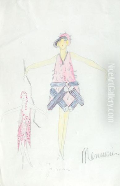 Costume Design For Mistinguett Oil Painting by Charles, Carl Gesmar