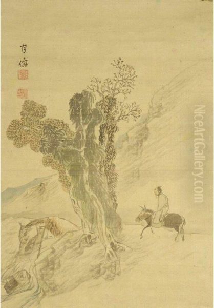 Kakemono Oil Painting by Tanke Gessen