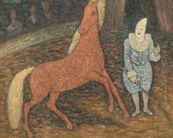 Clown Met Paard; At The Circus Oil Painting by Leo Gestel