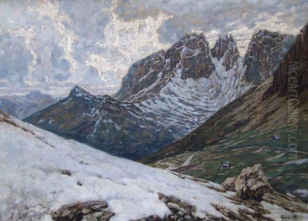 Schneebedeckte Hochgebirgslandschaft Oil Painting by Oswald Gette