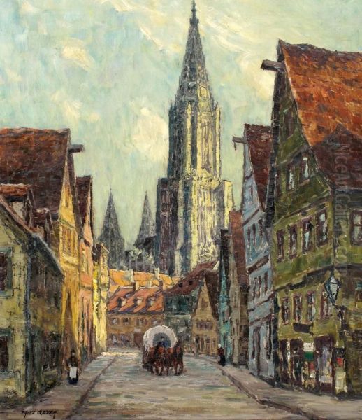 Urban Landscape Oil Painting by Fritz Geyer