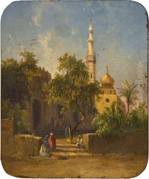 Moroccan Village Oil Painting by Georg Geyer