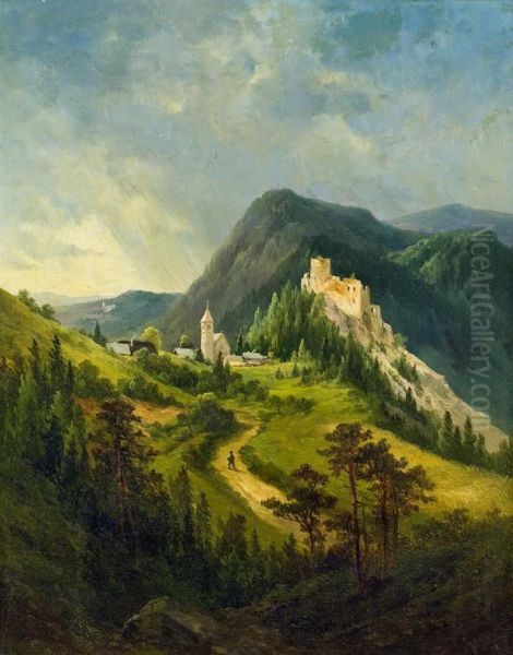 Dorf Im Gebirge Oil Painting by Georg Geyer