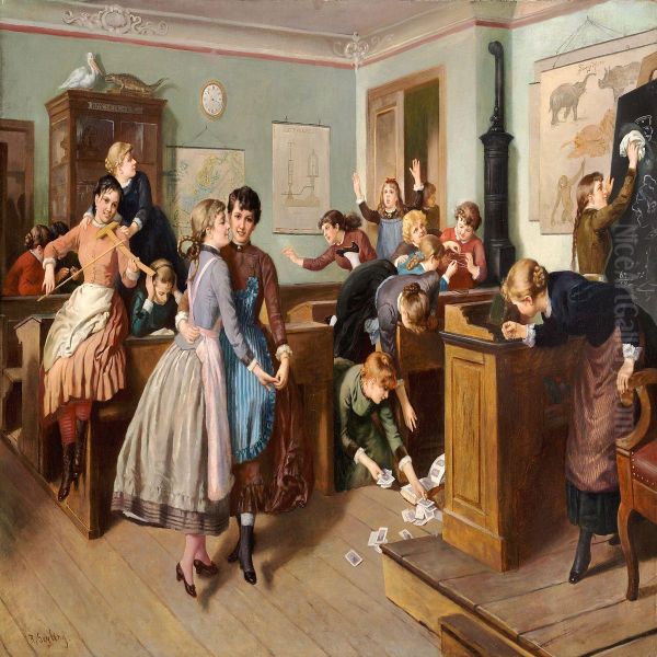 Noise In The Classroom Oil Painting by Rudolf Geyling