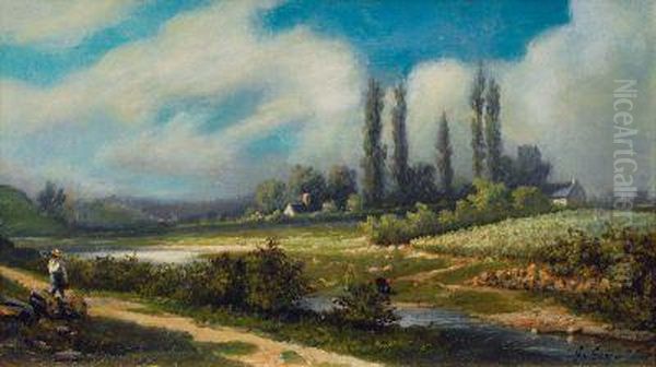 Landschaft Mit Aufziehenden Wolken Oil Painting by G. Geymuller