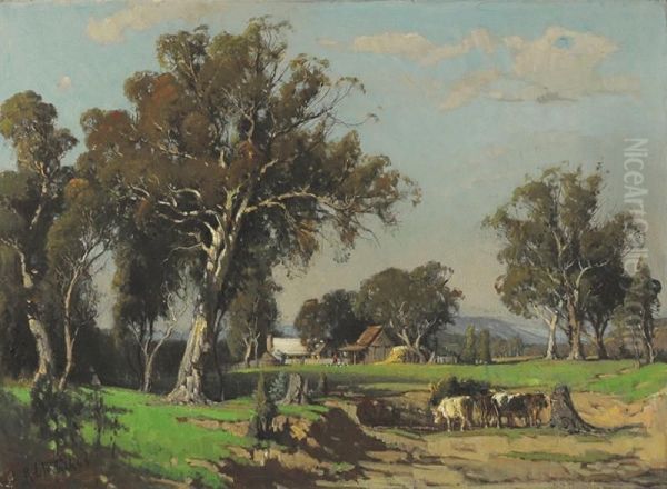 Country Homestead, Victoria Oil Painting by Robert Edgar Taylor Ghee