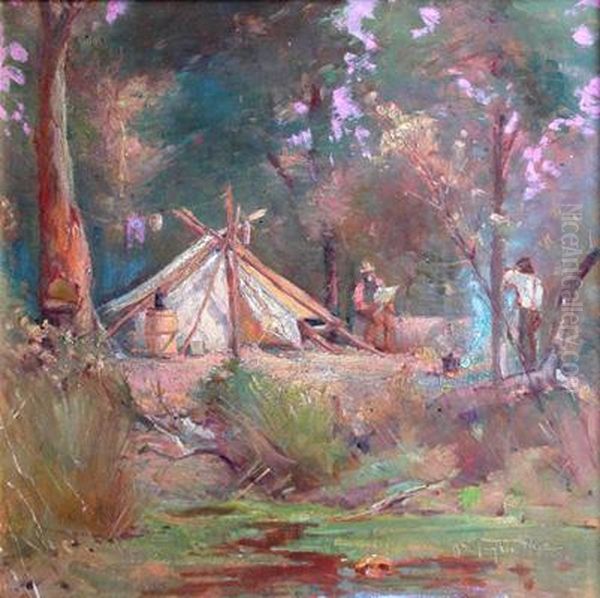 settlers Camp Oil Painting by Robert Edgar Taylor Ghee