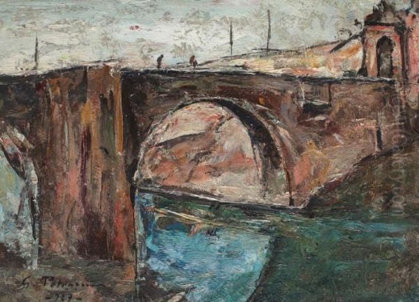 Toledo. Puente Alcantara Oil Painting by Petrascu Gheorghe