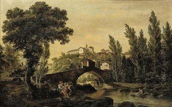 Ponte De Pelagho A Valonbrosa, Toscana Oil Painting by Gherardi