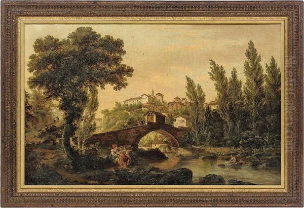 Ponte De Pelagho A Valonbrosa Oil Painting by Giuseppe Gherardi