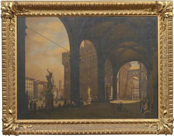 Loggia Dei Lanzi Oil Painting by Giuseppe Gherardi