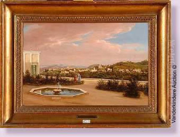 Terrasse Animee Dans Les Jardins De Boboli A Florence Oil Painting by Giuseppe, Joseph Gherardi