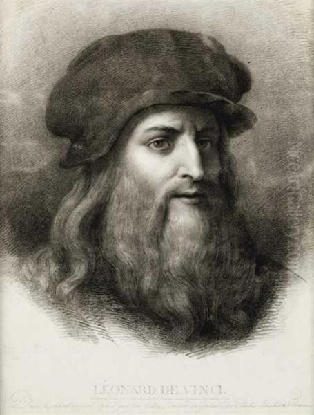 Portrait De Leonard De Vinci, D'apres Lui-meme Oil Painting by Gherardini