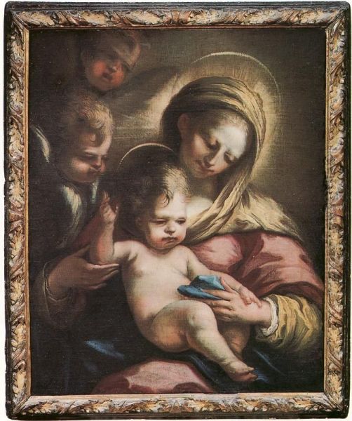 Madonna Col Bambino E Cherubini Oil Painting by Alessandro Gherardini