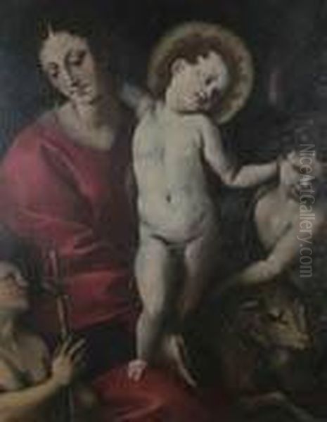 Madonna Col
Bambino, San Giovannino E Angelo Oil Painting by Melchiorre Gherardini Il Ceranino