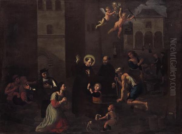 Miracolo Di San Antonio Oil Painting by Giuseppe Ghezzi