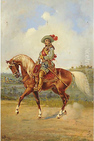 Cavaliere Nel Paesaggio Oil Painting by Celestino Ghione