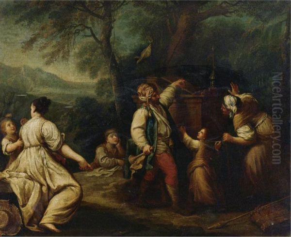 Peasants Merrymaking In A Clearing Oil Painting by Stefano Ghirardini