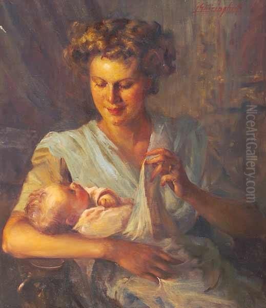 Maternidad Oil Painting by Giuseppe Ghiringhelli