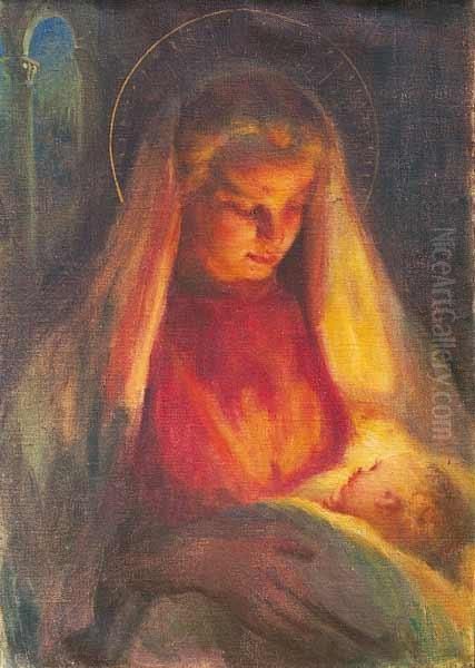 La Virgen Y El Nino Oil Painting by Giuseppe Ghiringhelli