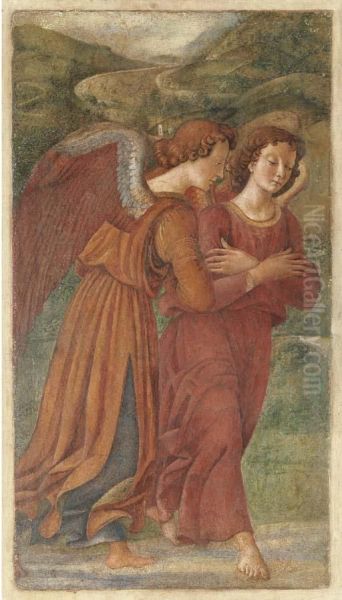 Two Angels In Adoration Oil Painting by Domenico Ghirlandaio