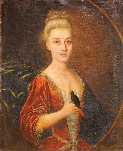 Portrait De Jeune Femme Tenant Une Perruche Oil Painting by Vittore Ghislandi