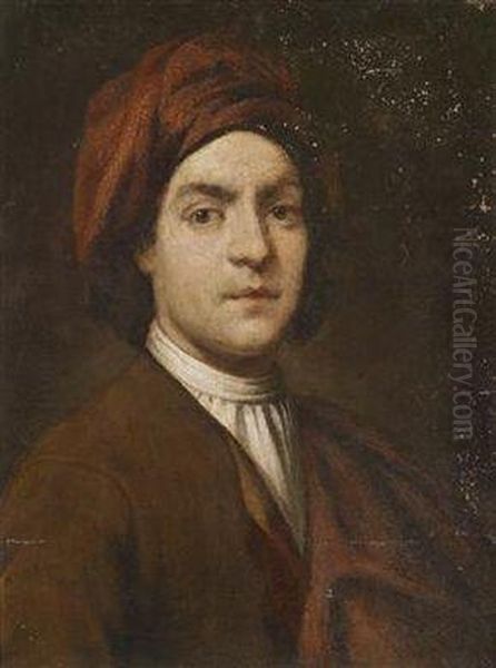 Portrait Of A Gentleman In A Redturban Oil Painting by Vittore Ghislandi