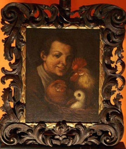 Boy With Basket Of Birds Oil Painting by Vittore Ghislandi