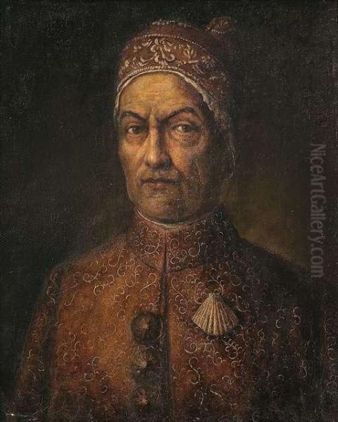 Portrait Of A Doge In A Regalia Of Brocade. Oil Painting by Vittore Ghislandi