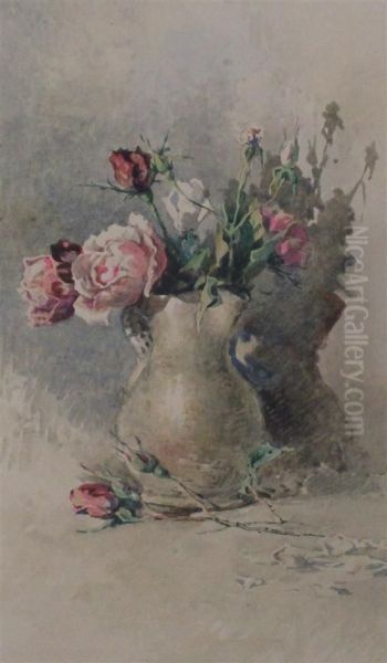 Roses In A Jug Oil Painting by Angelos Giallina