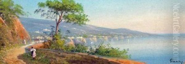 An Italianate Bay Oil Painting by Gianni