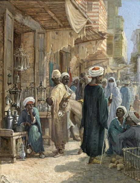 Bazar Au Caire Oil Painting by Gian Gianni