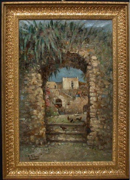 Raffigurante Scorcio Di Cortile Con Galline Oil Painting by Girolamo Gianni