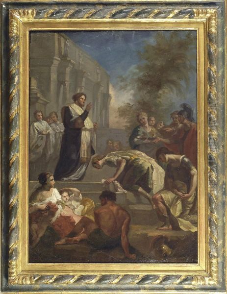 San Nicola Che Benedice I Guerrieri Oil Painting by Corrado Giaquinto