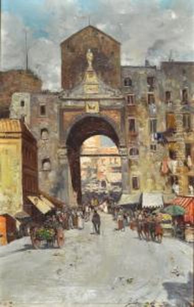 Porta Capuana Oil Painting by Giuseppe Giardiello