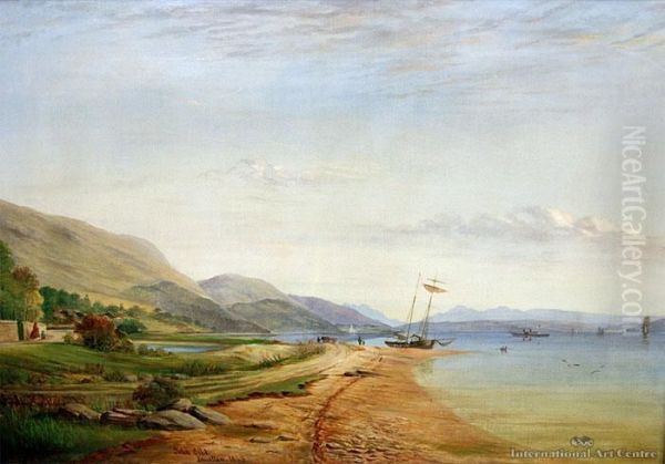 View On The North Tyne Innellan By Greenock Oil Painting by John Gibb