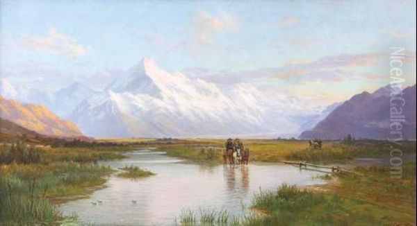 Mount Cook From Tasman Valley Oil Painting by John Gibb