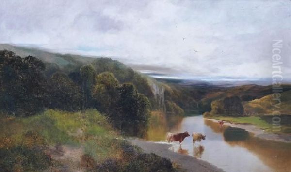 The Peaceful River, 
The Eden Near Carlisle Oil Painting by Thomas Henry Gibb