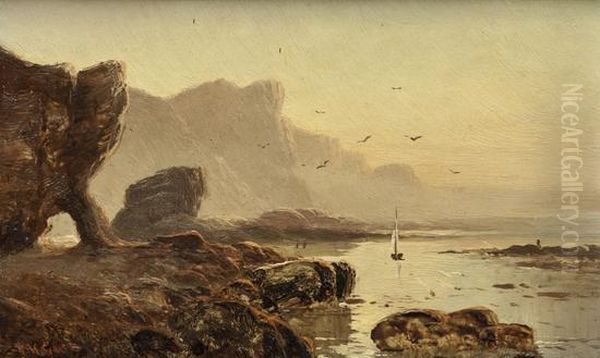 Coastal Scene Oil Painting by Thomas Henry Gibb