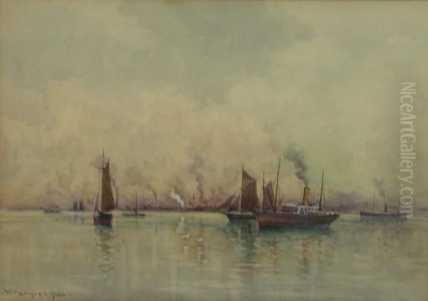 Harbour Scene Oil Painting by William Menzies Gibb