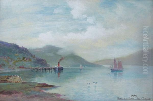 The Ferry, Lake Wakatipu, Queenstown Oil Painting by William Menzies Gibb