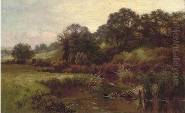 A Meandering Summer River Oil Painting by Charles Gibbs