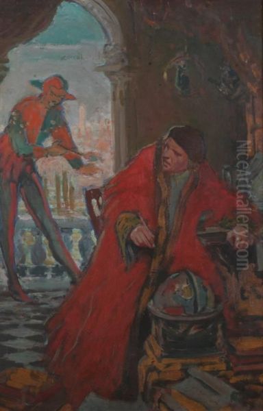 The Jester And The Geographer Oil Painting by George Gibbs