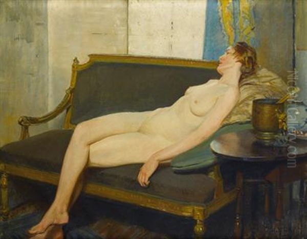 Reclining Nude Oil Painting by George Gibbs