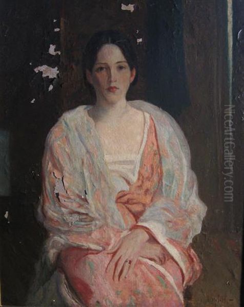 Pink Kimono Oil Painting by George Gibbs