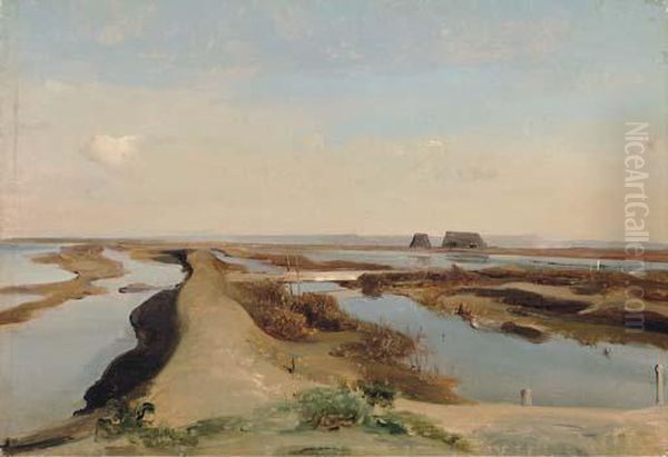 The Salt Marshes Oil Painting by Jean-Baptiste-Adolphe Gibert