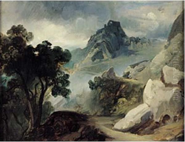 Paysage Montagneux Oil Painting by Jean-Baptiste-Adolphe Gibert